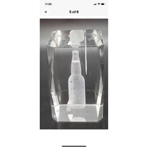 CORONA EXTRA 3D Laser Etched Crystal Glass Tower w/Lighted Stand Changes Color - Picture 7 of 7